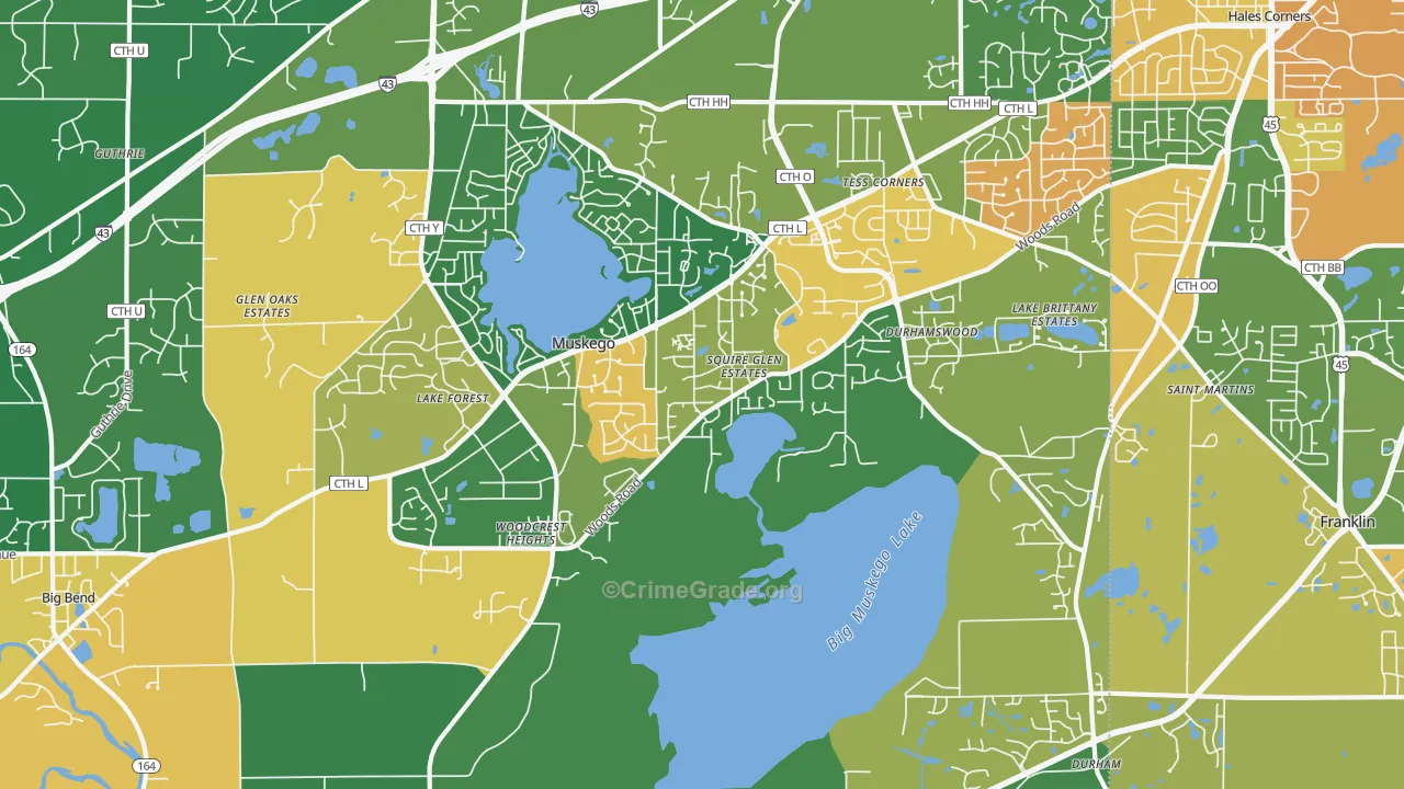 Muskego, WI Map of Assault Rates