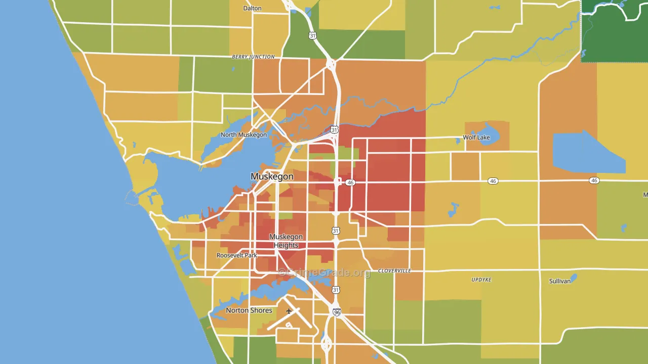 Muskegon, MI Map of Assault Rates