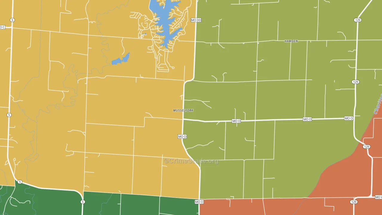Musselfork, MO Map of Assault Rates