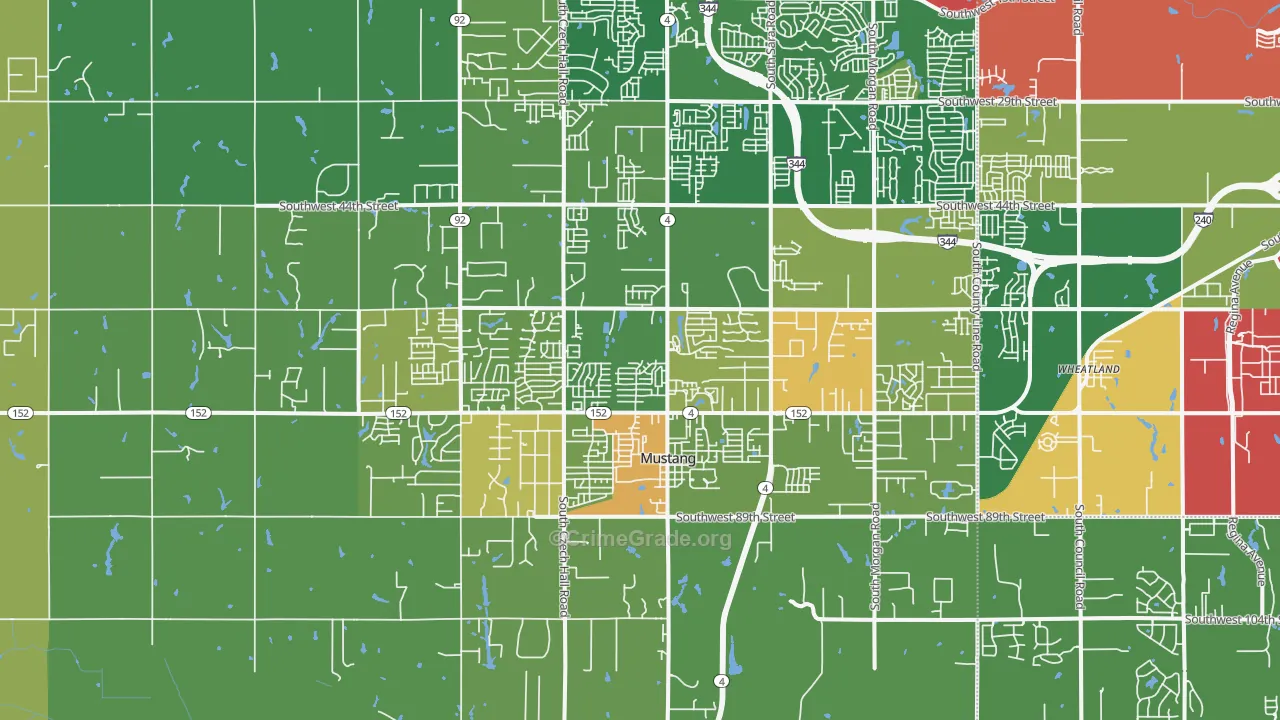 Mustang, OK Map of Assault Rates