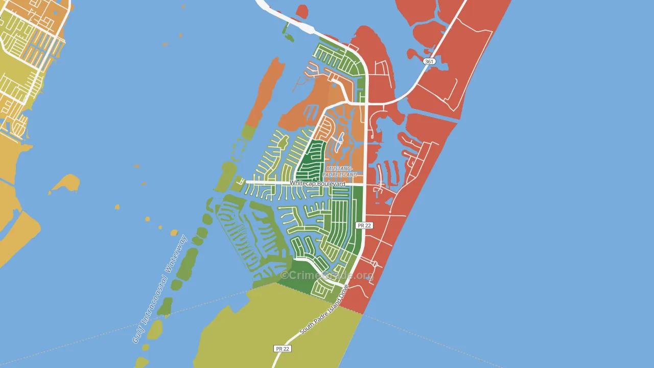 Mustang-Padre Island, Corpus Christi, TX Map of Assault Rates