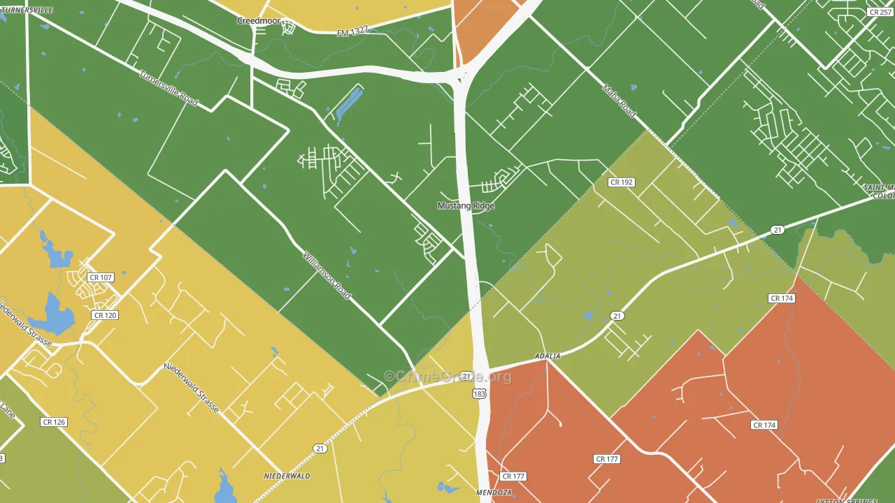 Mustang Ridge, TX Map of Assault Rates