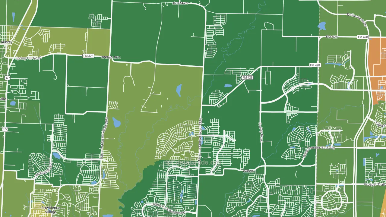 Mustang, TX Map of Assault Rates
