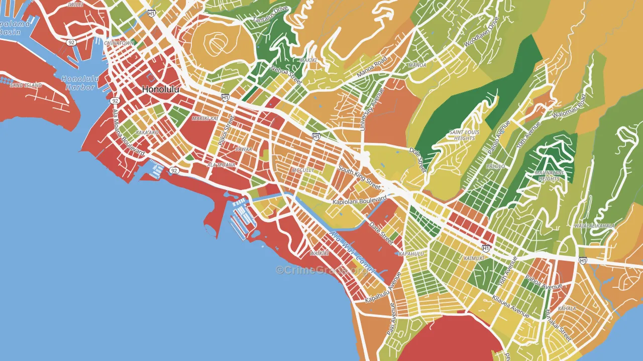 Mxcully-Moiliili, Honolulu, HI Map of Assault Rates