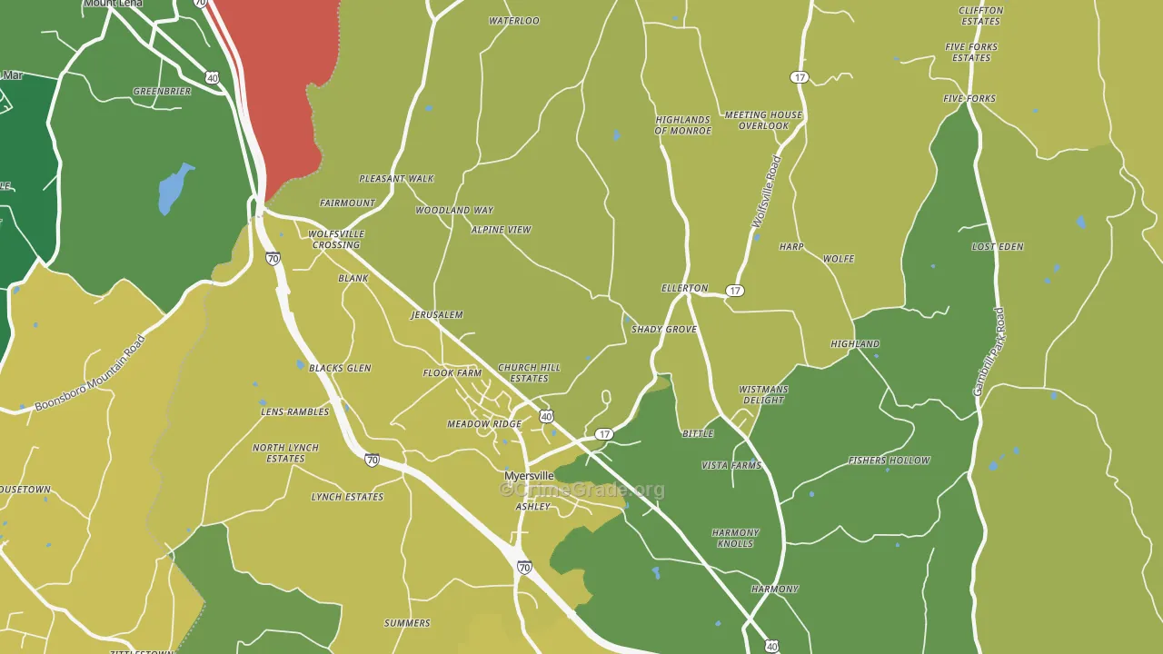 Myersville, MD Map of Assault Rates
