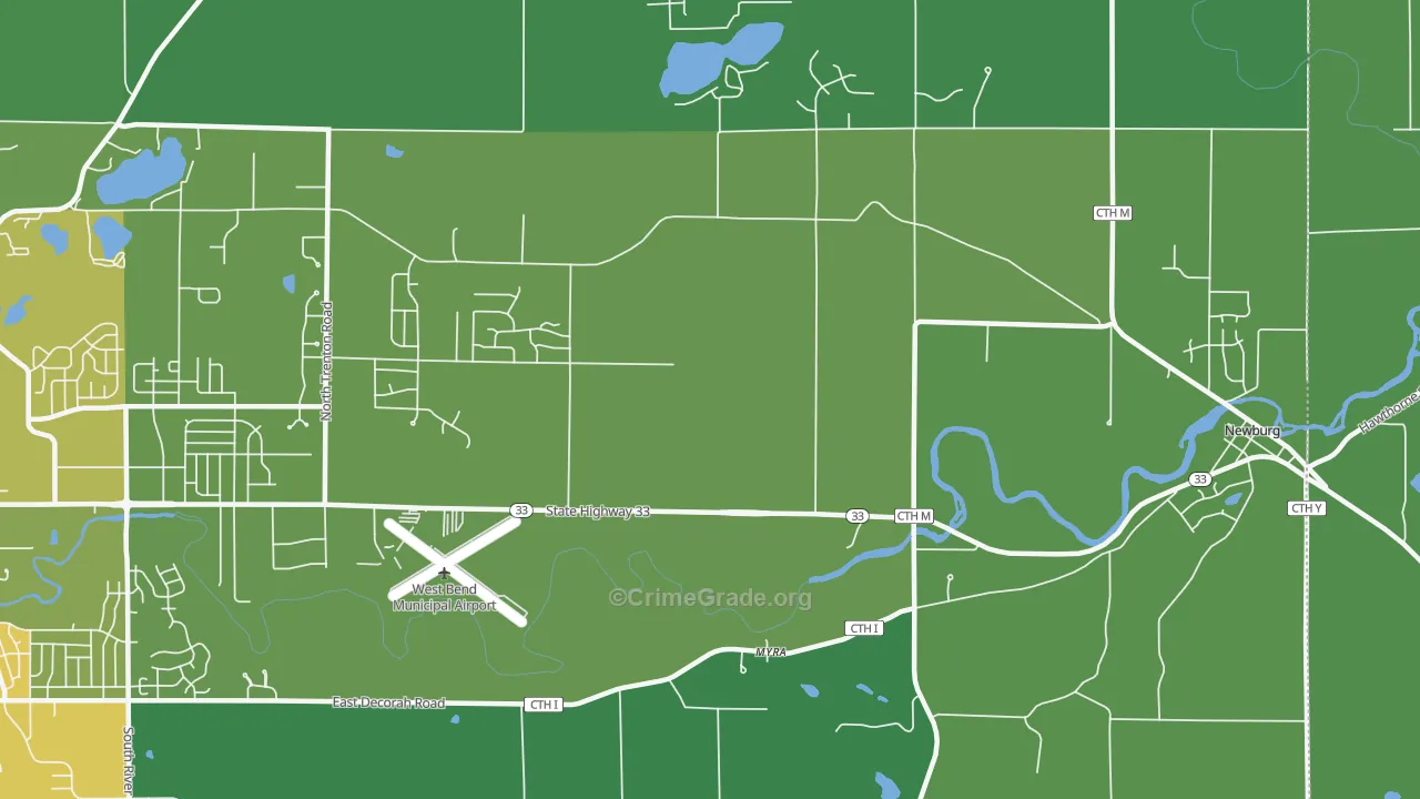 Myra, WI Map of Assault Rates