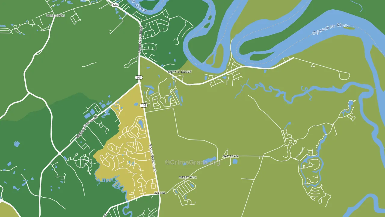 Myrtle Grove, GA Map of Assault Rates