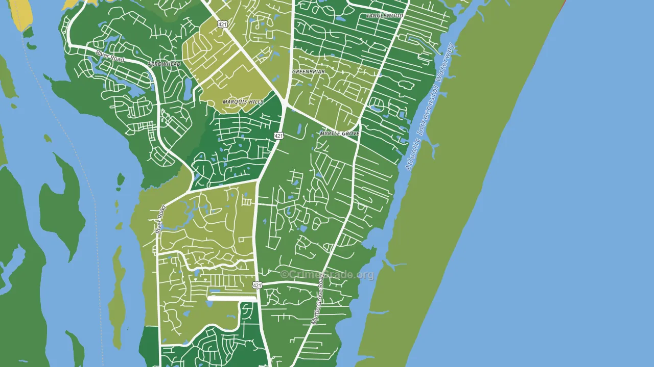 Myrtle Grove, NC Map of Assault Rates