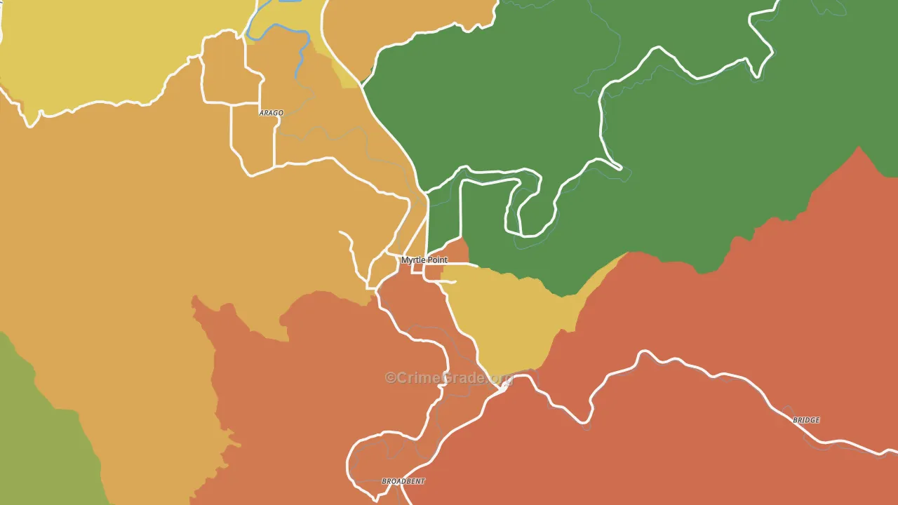 Myrtle Point, OR Map of Assault Rates