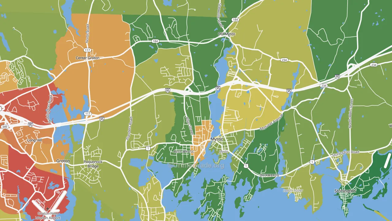 Mystic, CT Map of Assault Rates