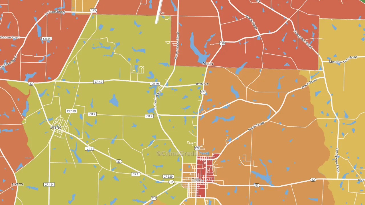 Mystic, GA Map of Assault Rates