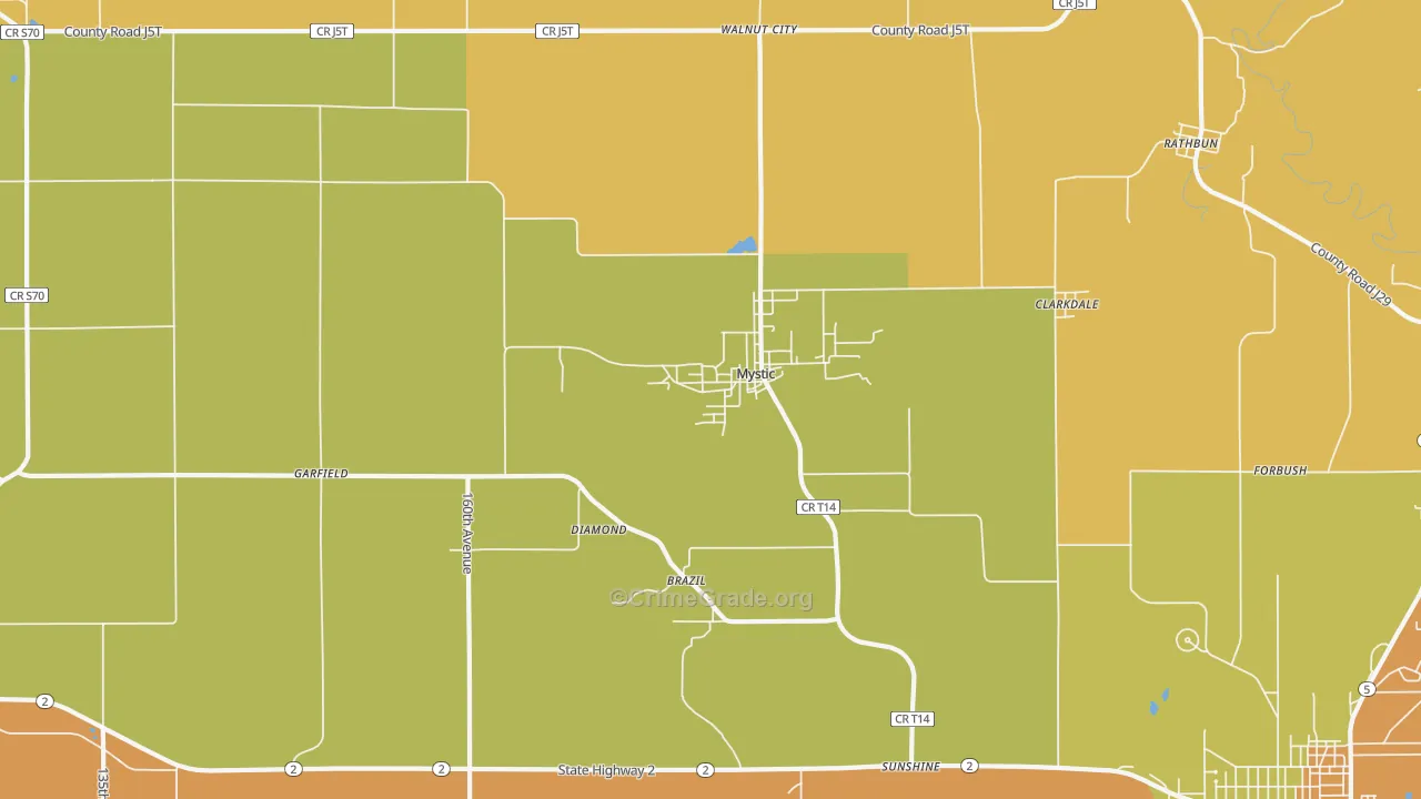 Mystic, IA Map of Assault Rates