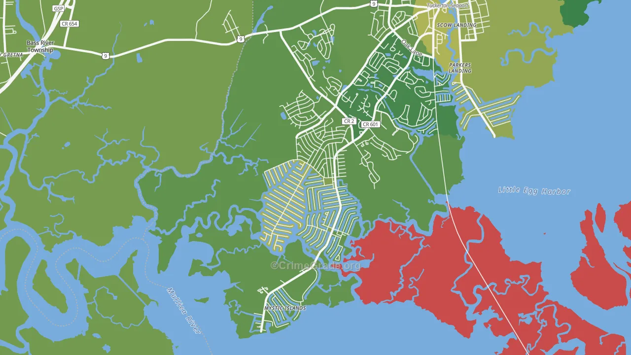 Mystic Island, NJ Map of Assault Rates