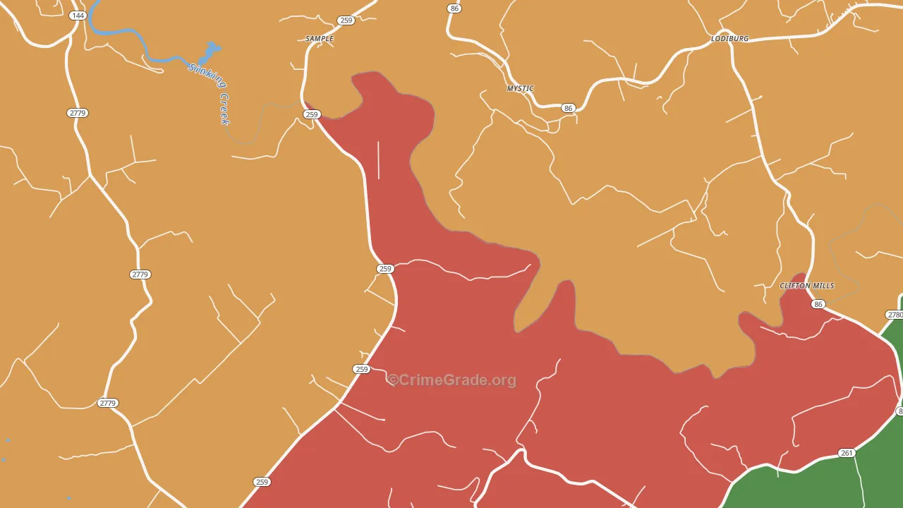 Mystic, KY Map of Assault Rates