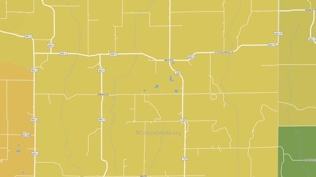 Mystic, MO Map of Assault Rates