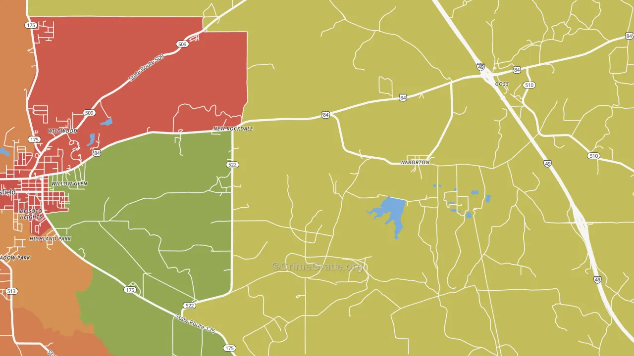 Naborton, LA Map of Assault Rates