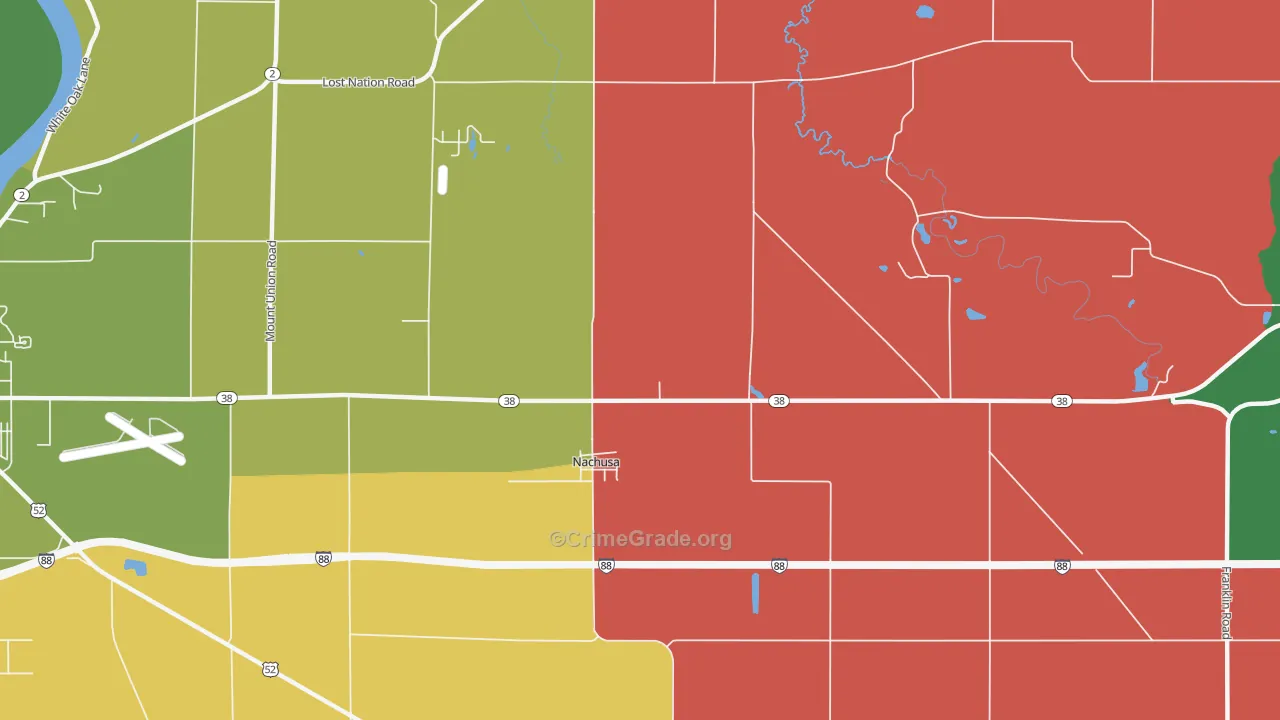 Nachusa, IL Map of Assault Rates