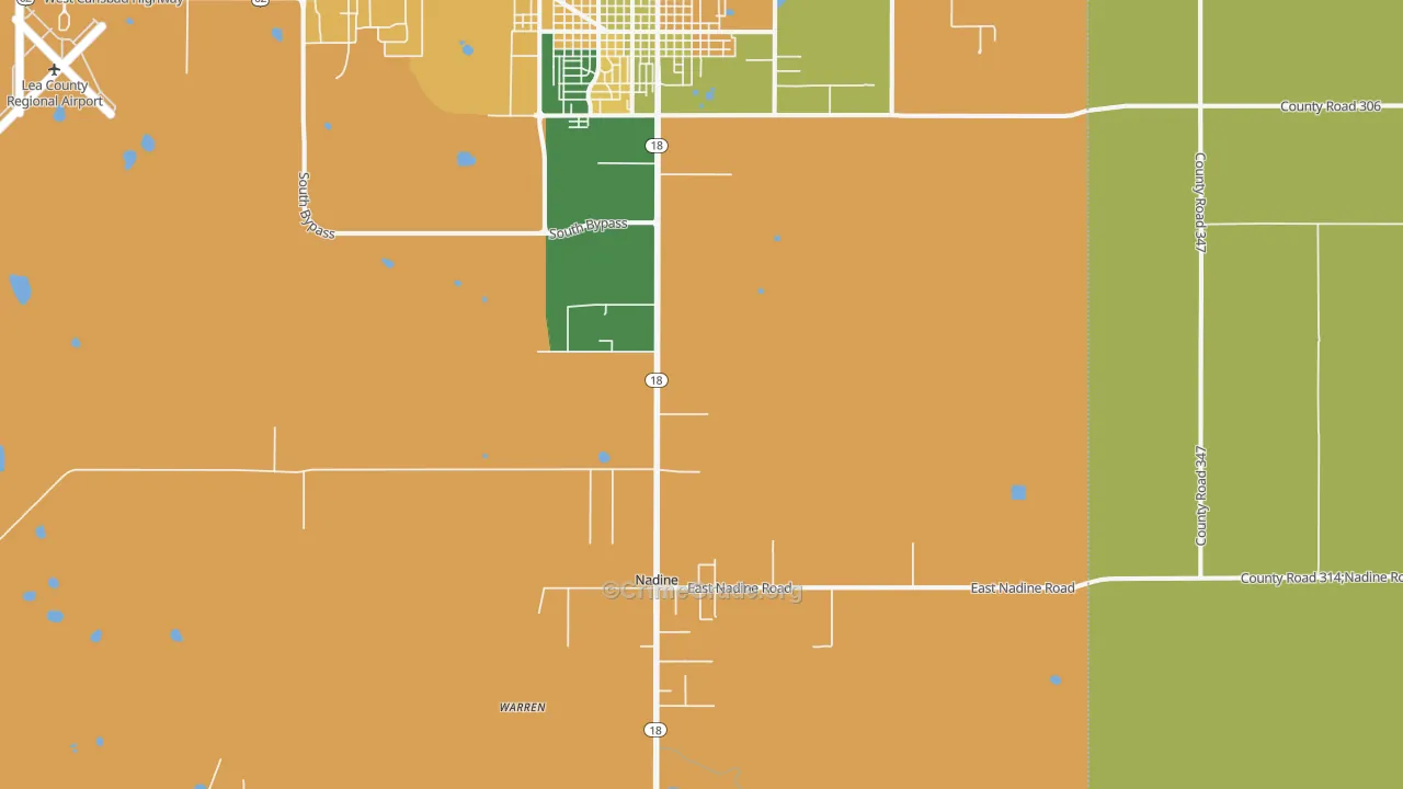 Nadine, NM Map of Assault Rates