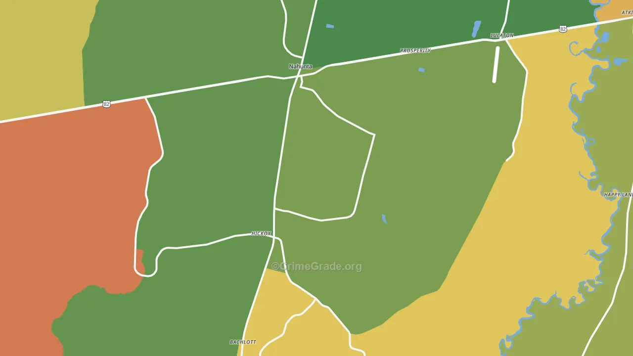 Nahunta, GA Map of Assault Rates