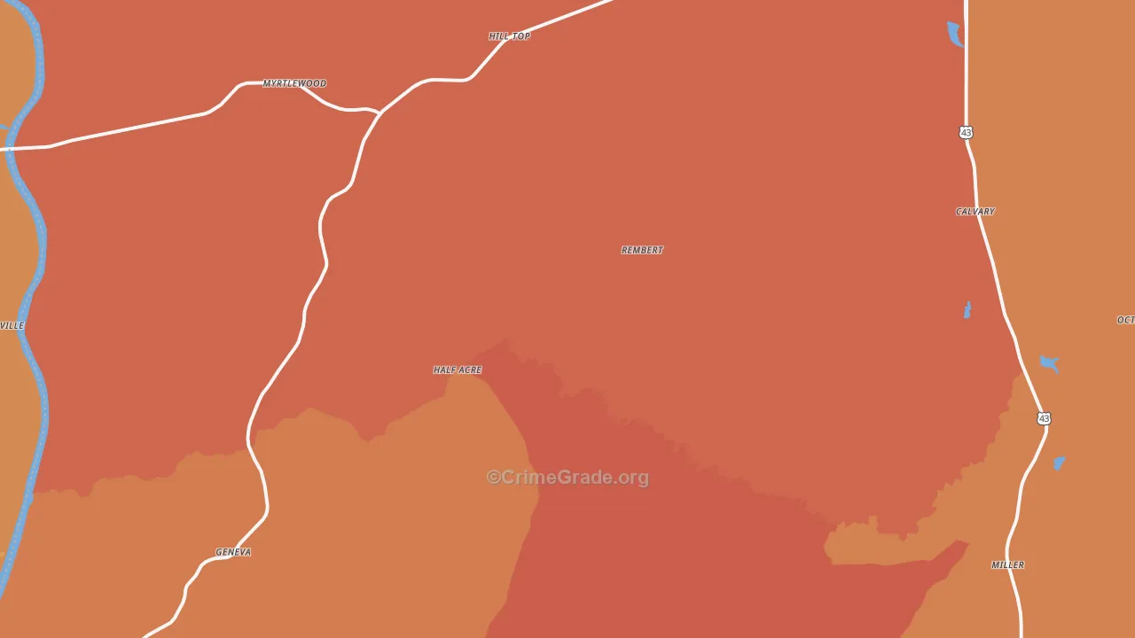 Nanafalia, AL Map of Assault Rates