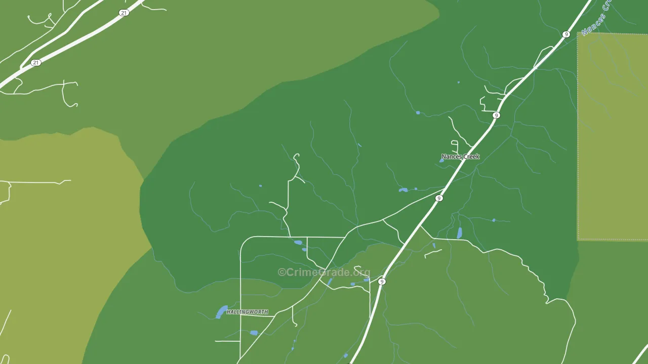 Nances Creek, AL Map of Assault Rates