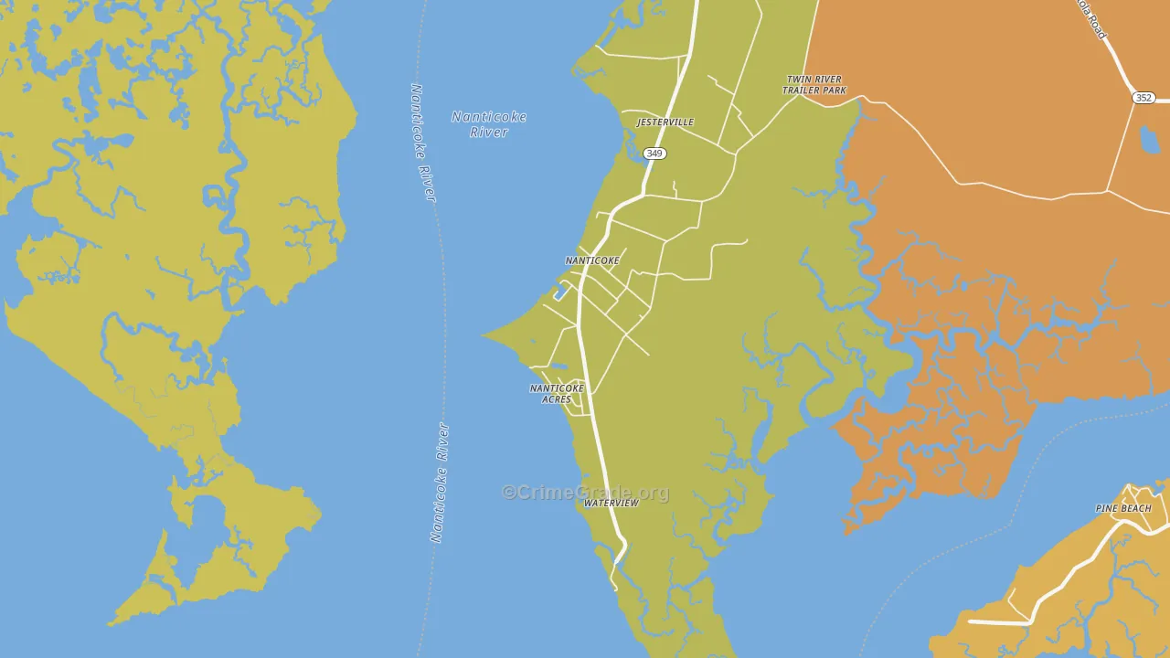 Nanticoke, MD Map of Assault Rates