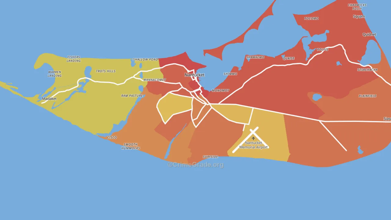 Nantucket, MA Map of Assault Rates
