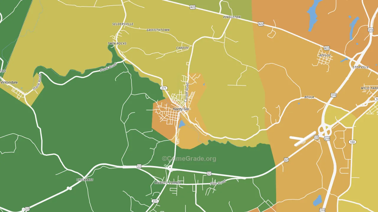 Nanty-Glo, PA Map of Assault Rates