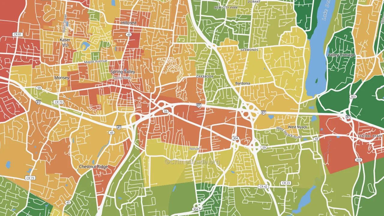 Nanuet, NY Map of Assault Rates