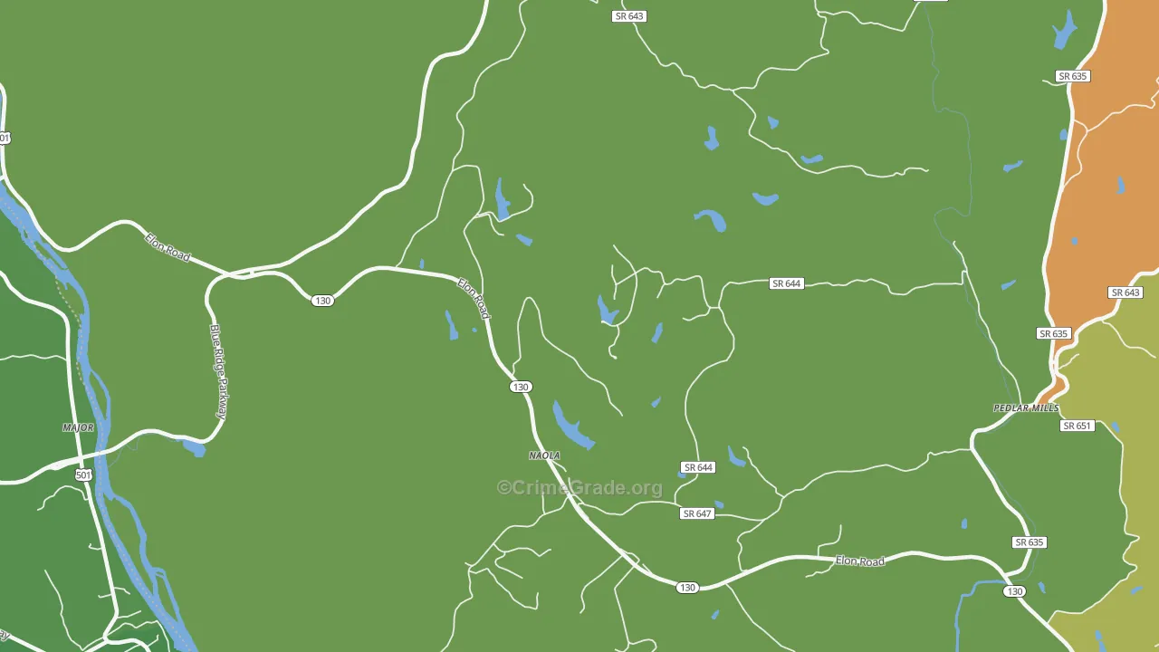Naola, VA Map of Assault Rates
