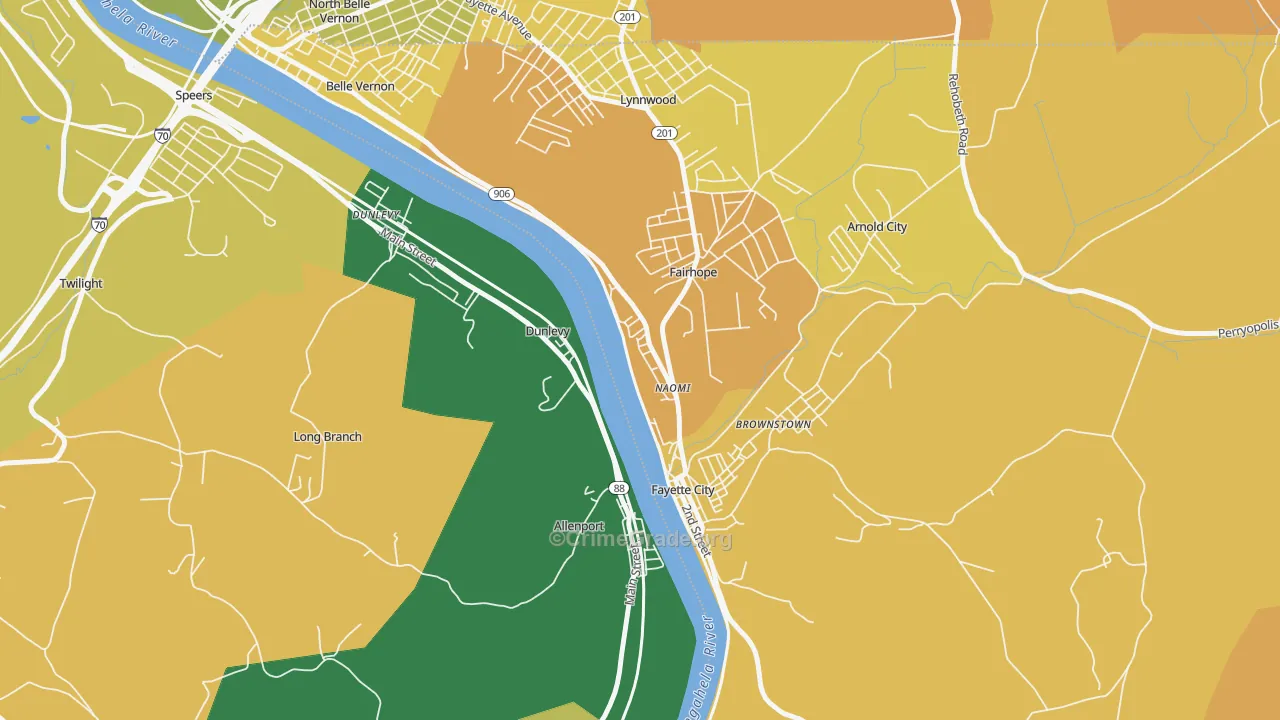 Naomi, PA Map of Assault Rates