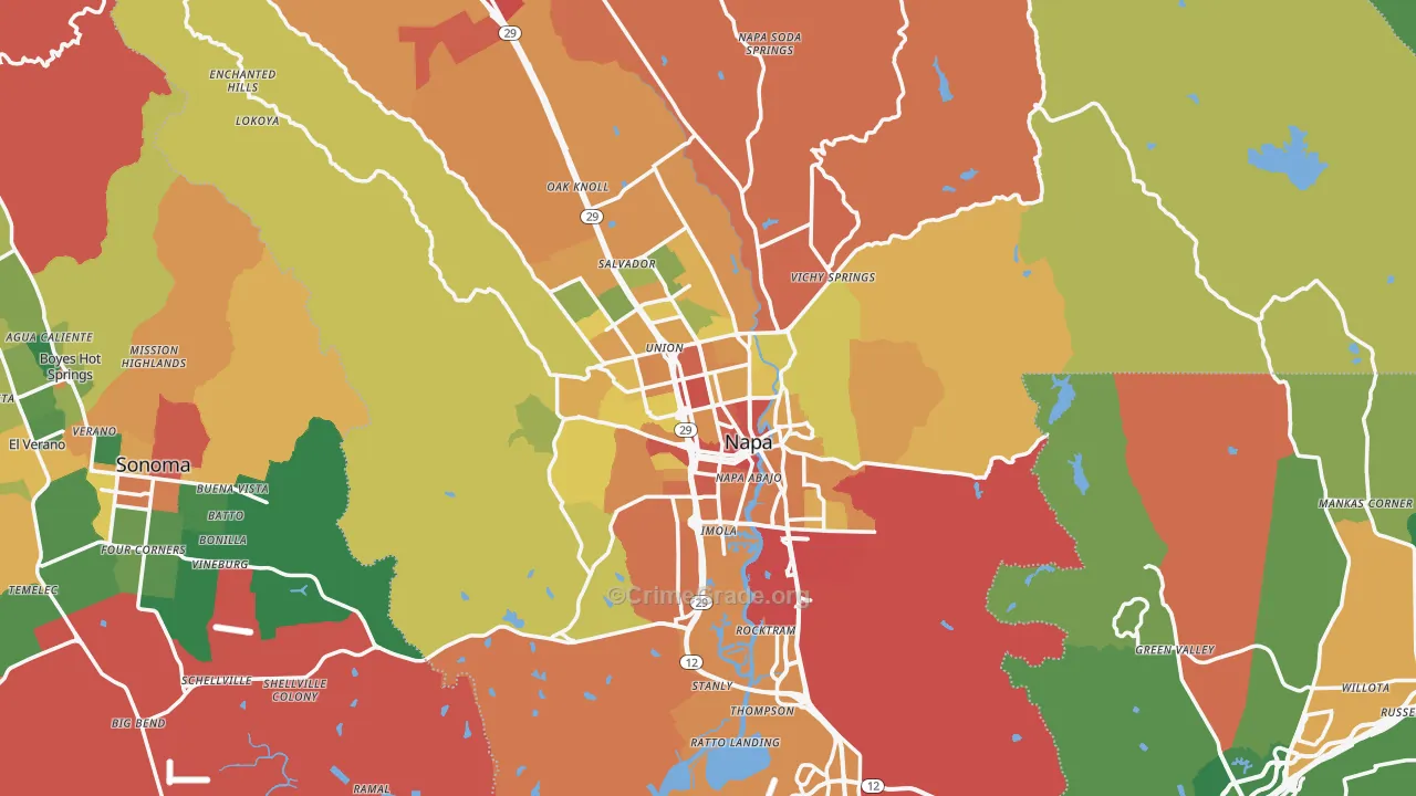 Napa, CA Map of Assault Rates