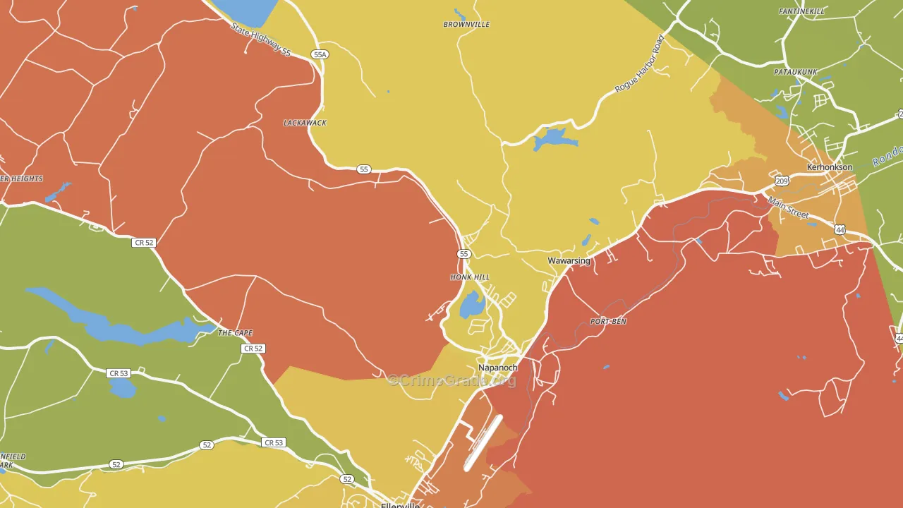 Napanoch, NY Map of Assault Rates