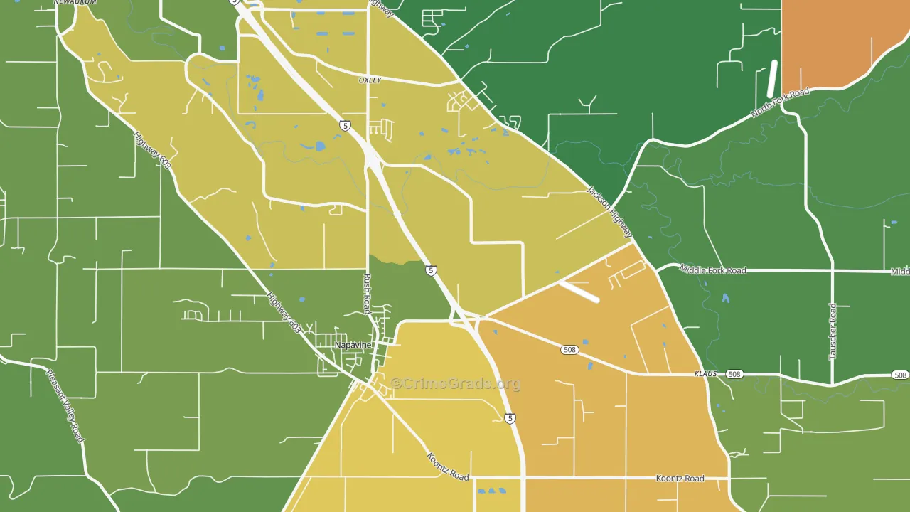 Napavine, WA Map of Assault Rates