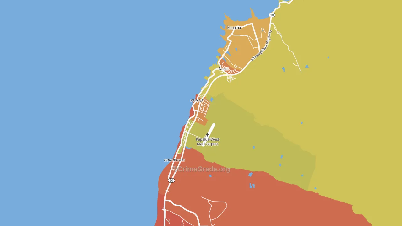 Napili-Honokowai, Lahaina, HI Map of Assault Rates