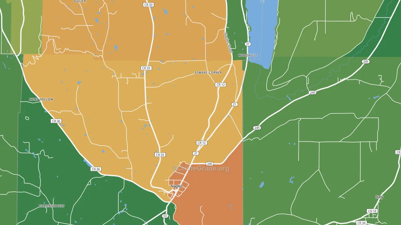 Naples, NY Map of Assault Rates