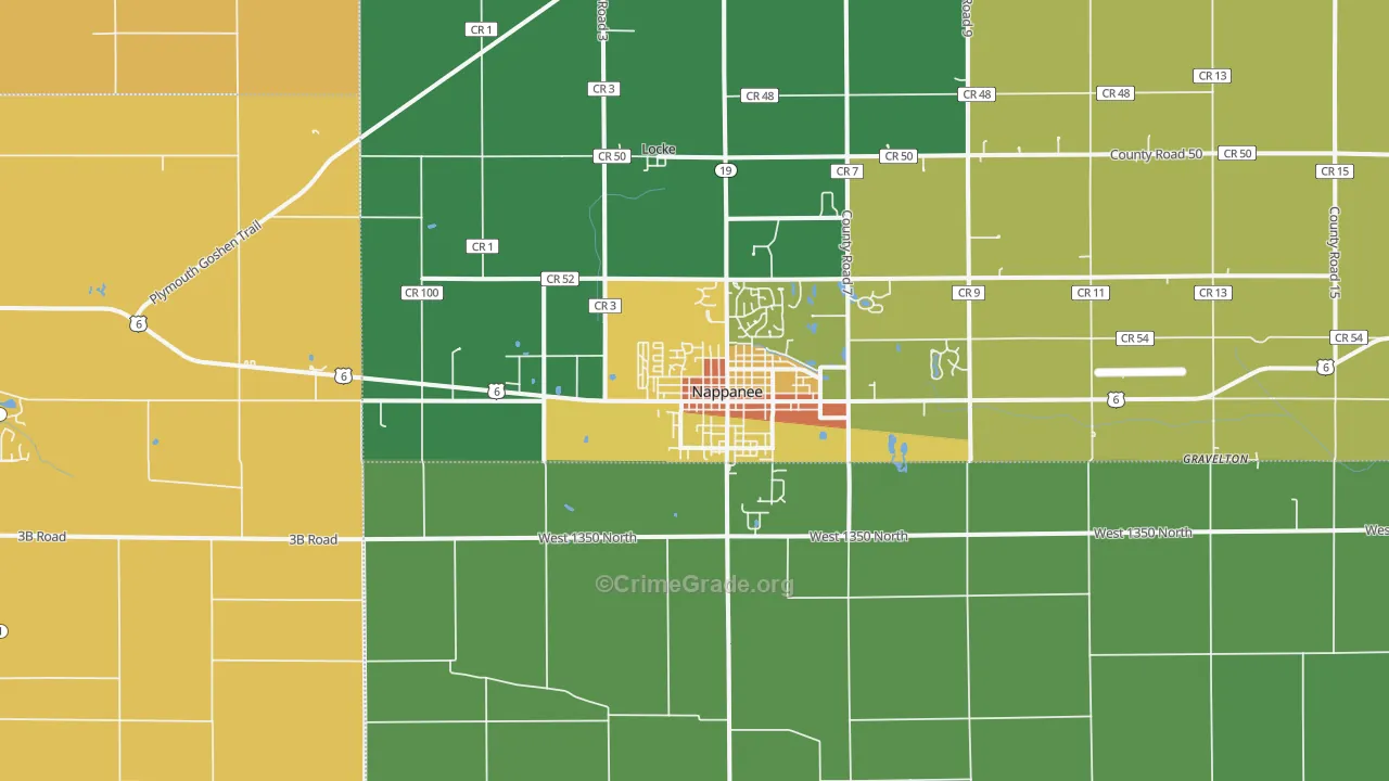Nappanee, IN Map of Assault Rates