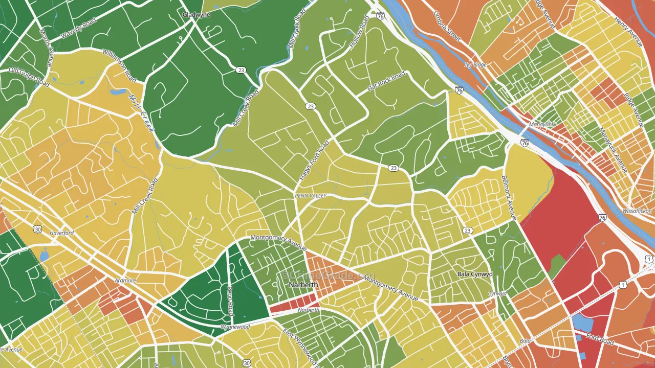 Narberth, PA Map of Assault Rates