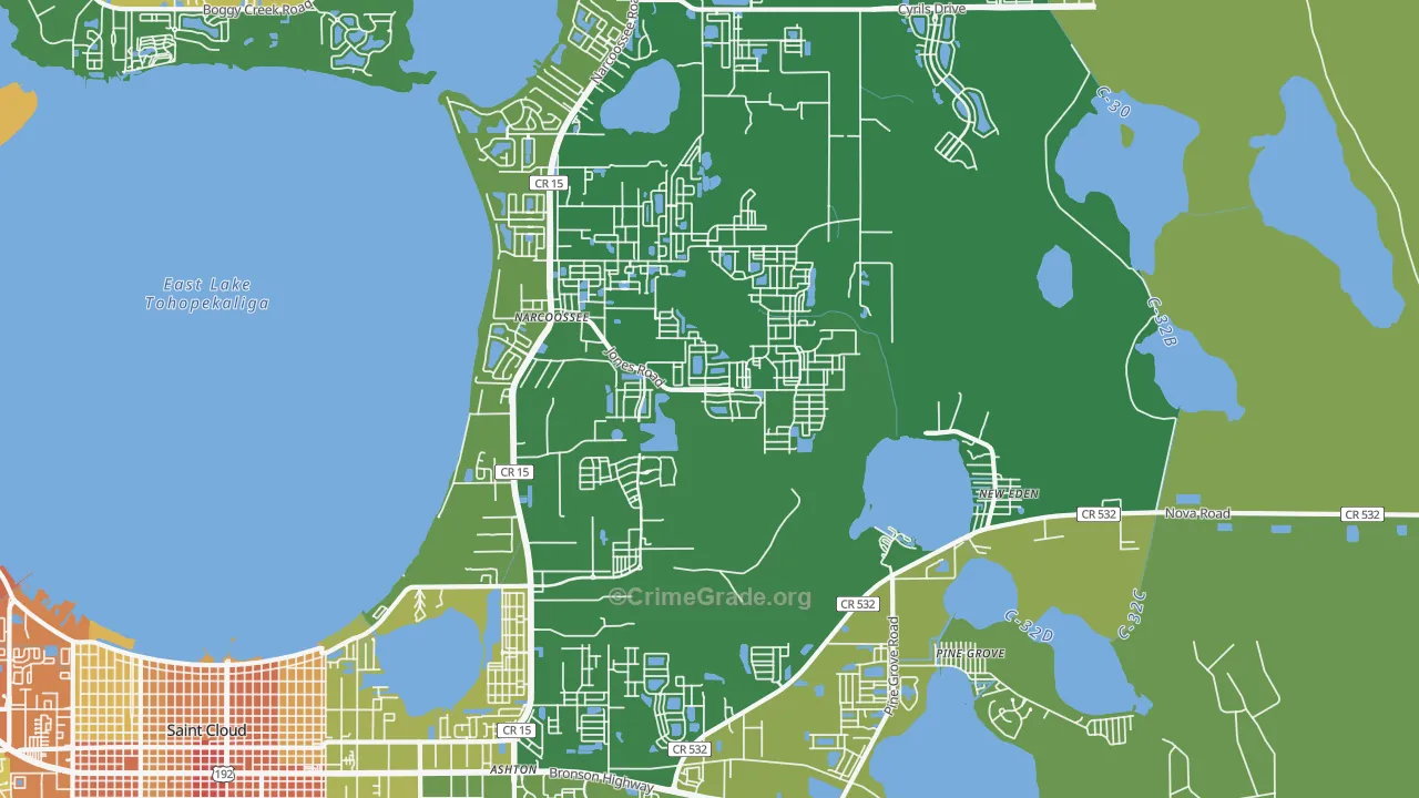 Narcoossee, FL Map of Assault Rates