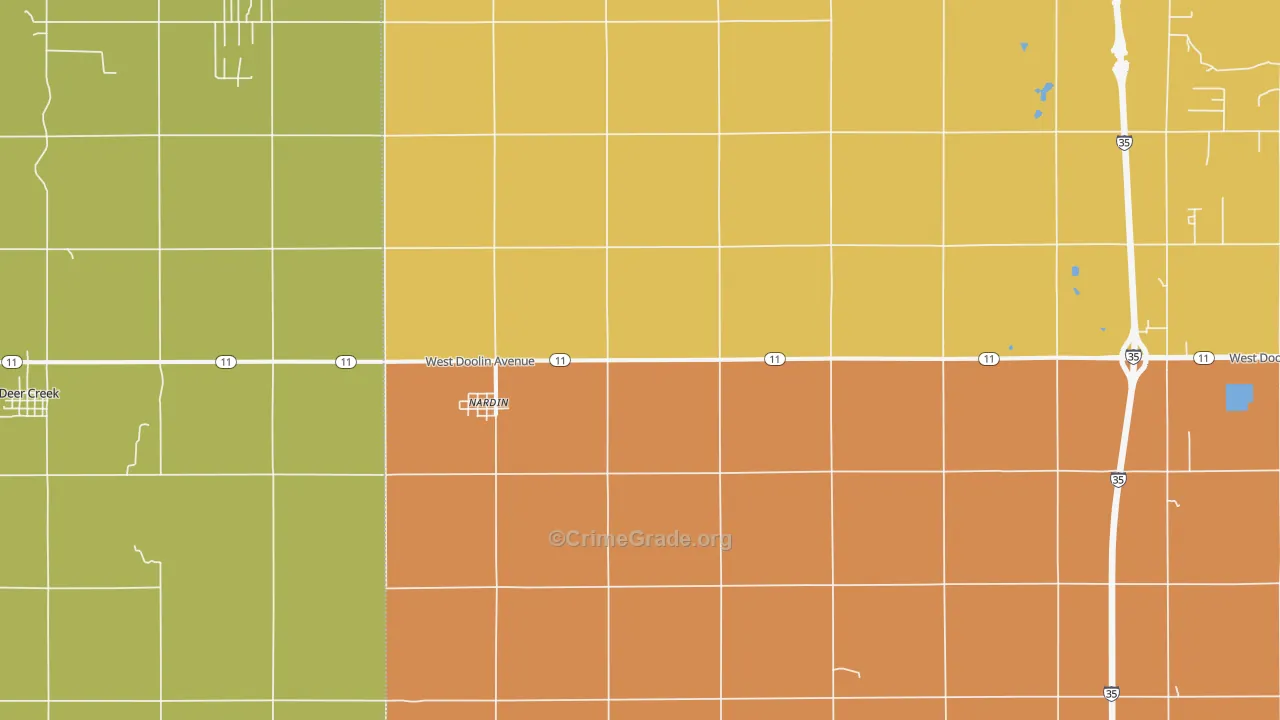 Nardin, OK Map of Assault Rates