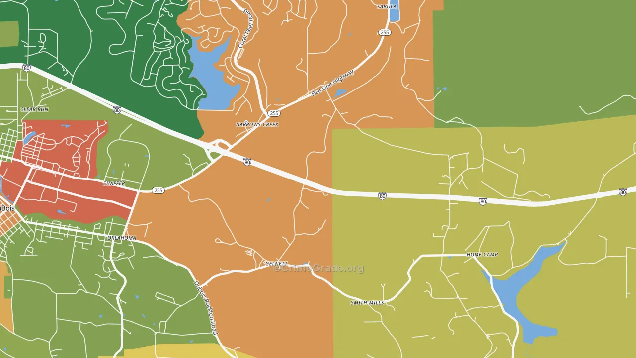 Narrows Creek, PA Map of Assault Rates