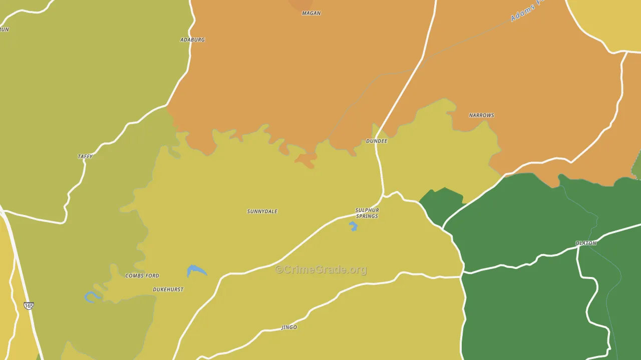 Narrows, KY Map of Assault Rates
