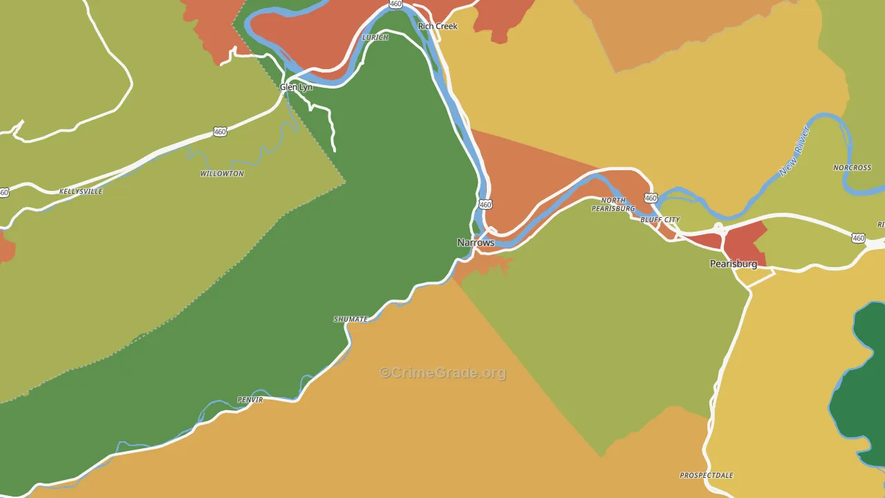 Narrows, VA Map of Assault Rates