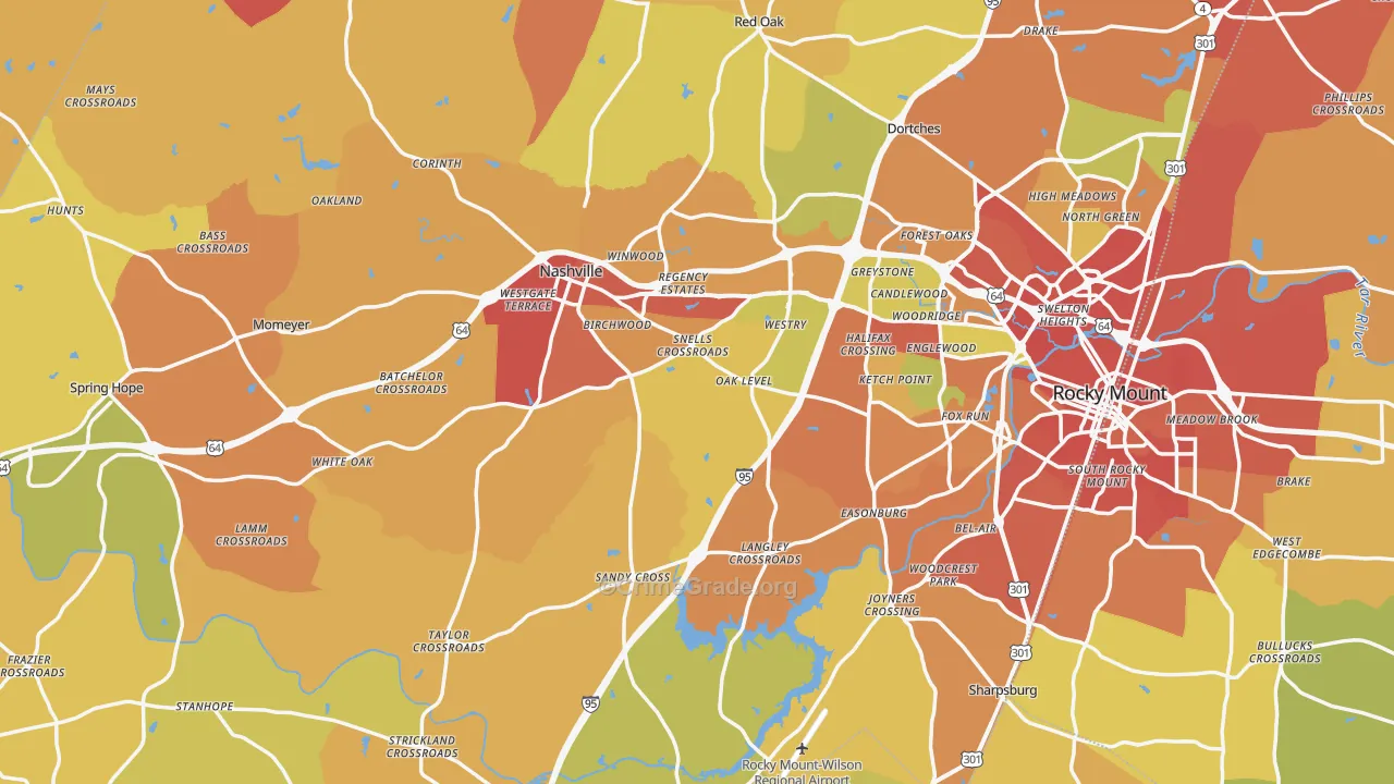 Nash County, NC Map of Assault Rates
