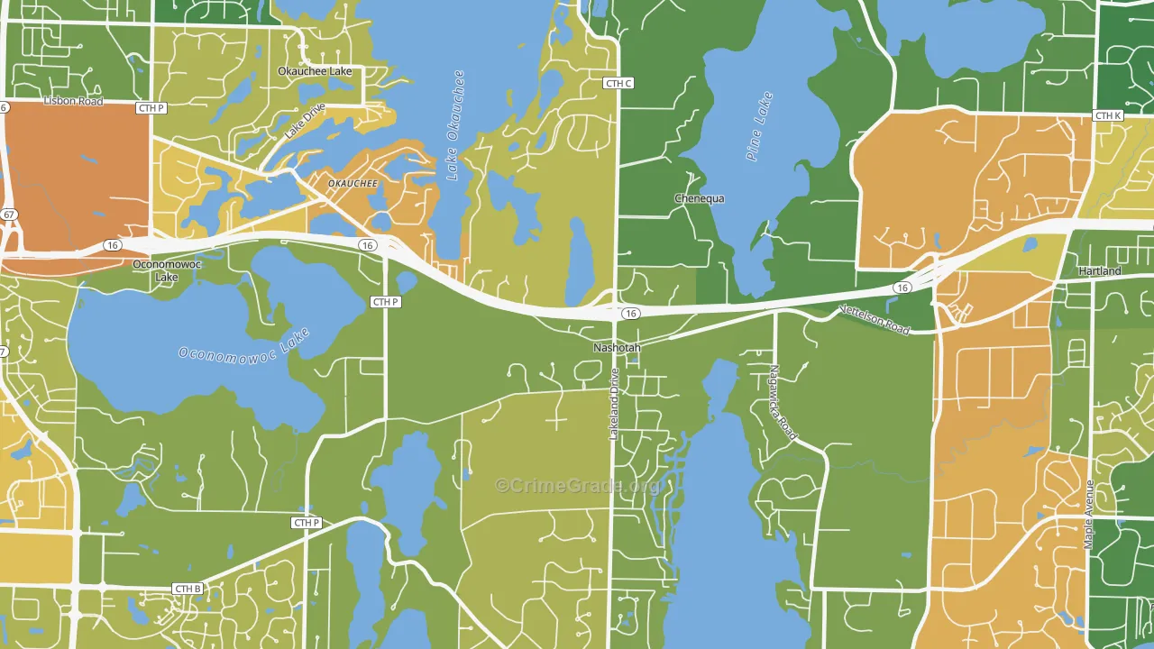 Nashotah, WI Map of Assault Rates