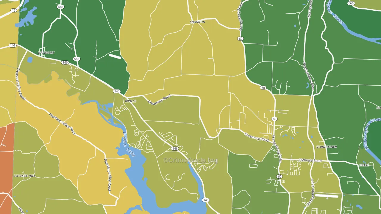 Nashport, OH Map of Assault Rates