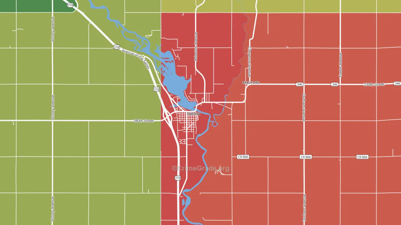 Nashua, IA Map of Assault Rates