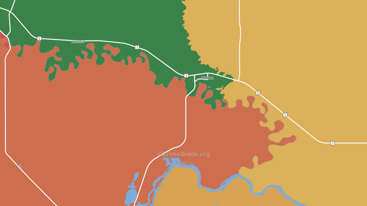 Nashua, MT Map of Assault Rates