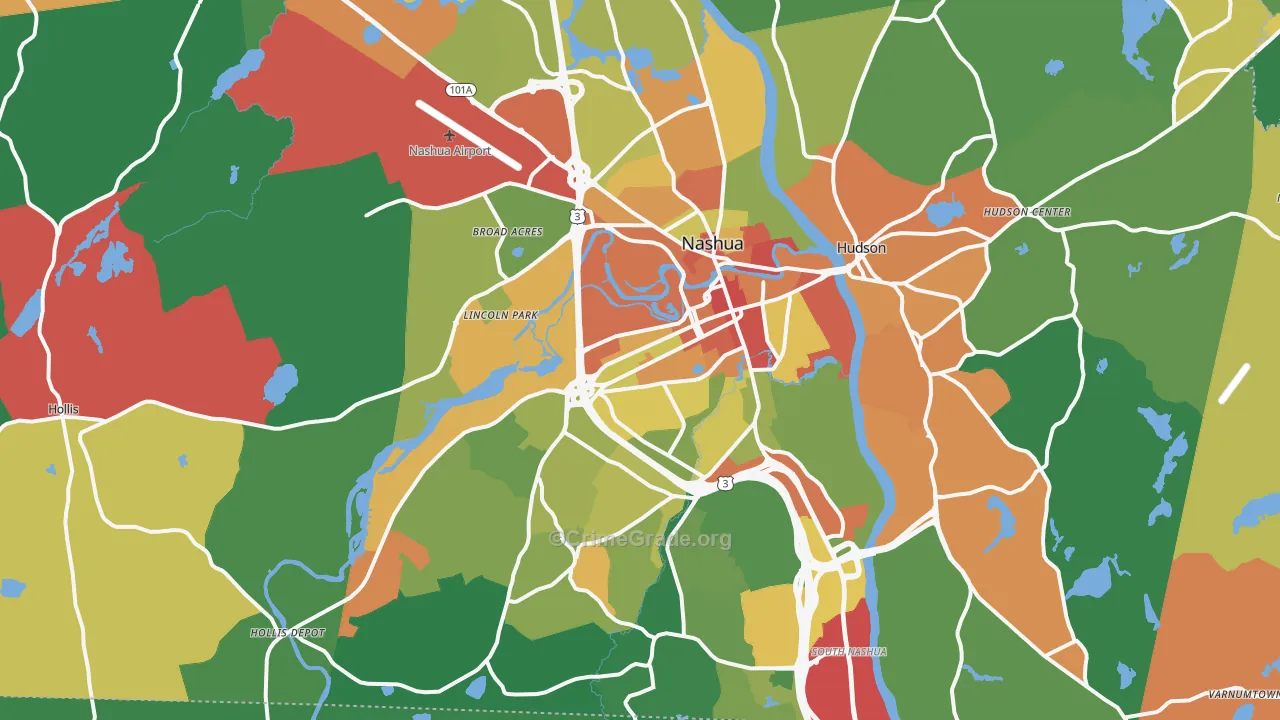 Nashua, NH Map of Assault Rates
