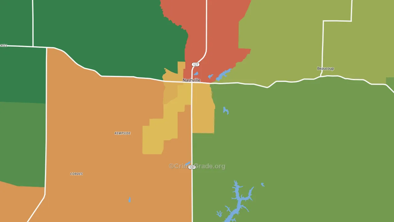 Nashville, IL Map of Assault Rates